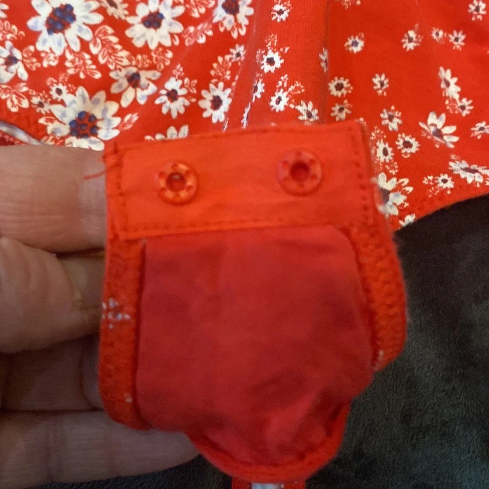 Free People Red Floral Print Body Suit - Small - Picture 7 of 9